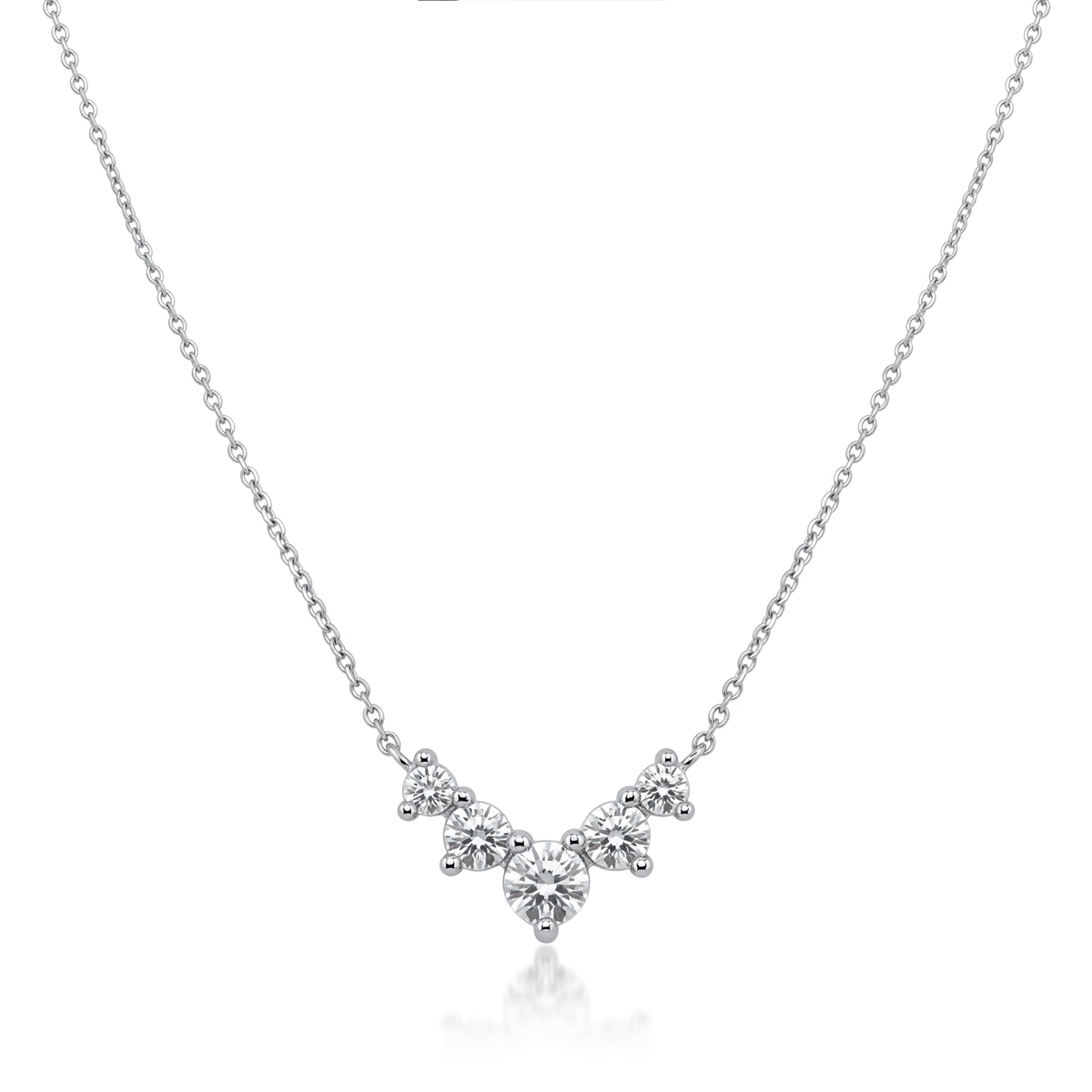 10K White Gold Lab GrownPetite Diamond Chevron Pendant - 0.20ctw