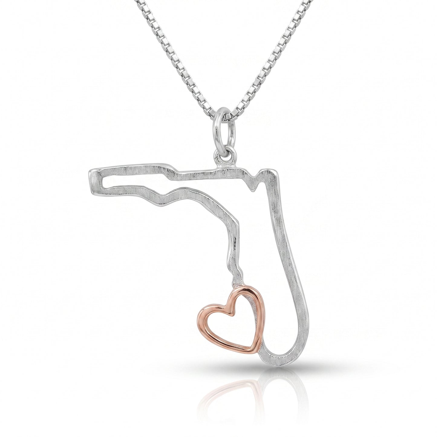 14K White Gold #SWFLStrong Pendant with Rose Gold Heart