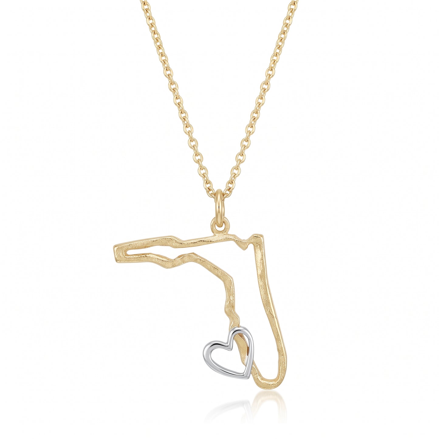 14K Yellow Gold #SWFLStrong Pendant with White Gold Heart