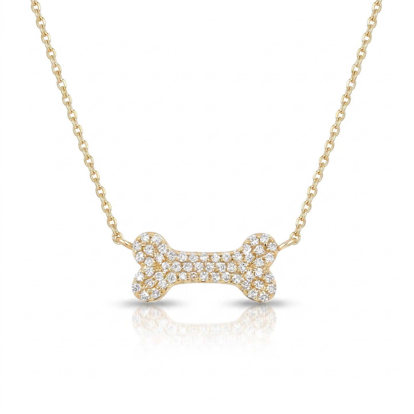 14K Yellow Gold Diamond Dog Bone Pendant with Engravable Back