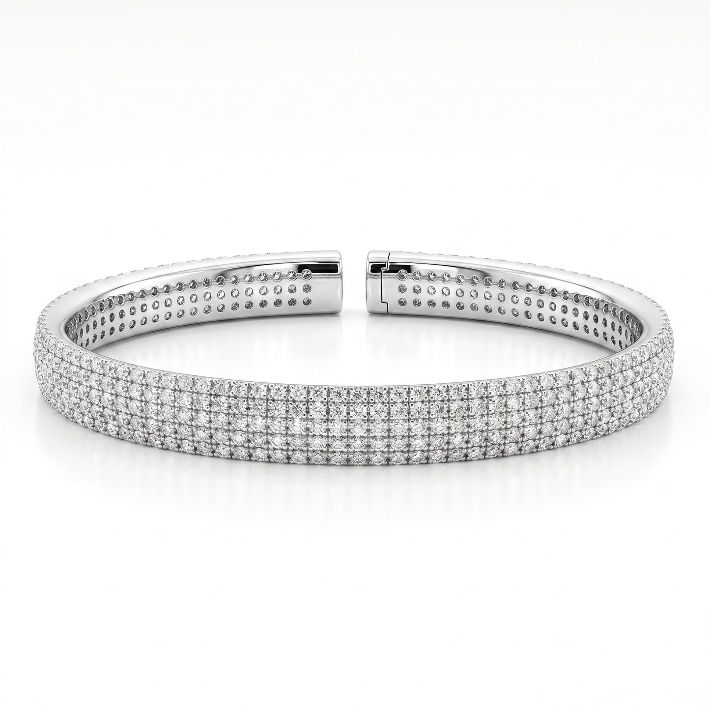 14K White Gold 5.78ctw Diamond Tennis Cuff Bracelet