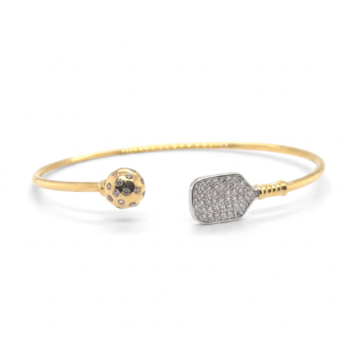 Sterling Silver 18K Gold Vermeil Cubic Zirconia Pickleball Cuff