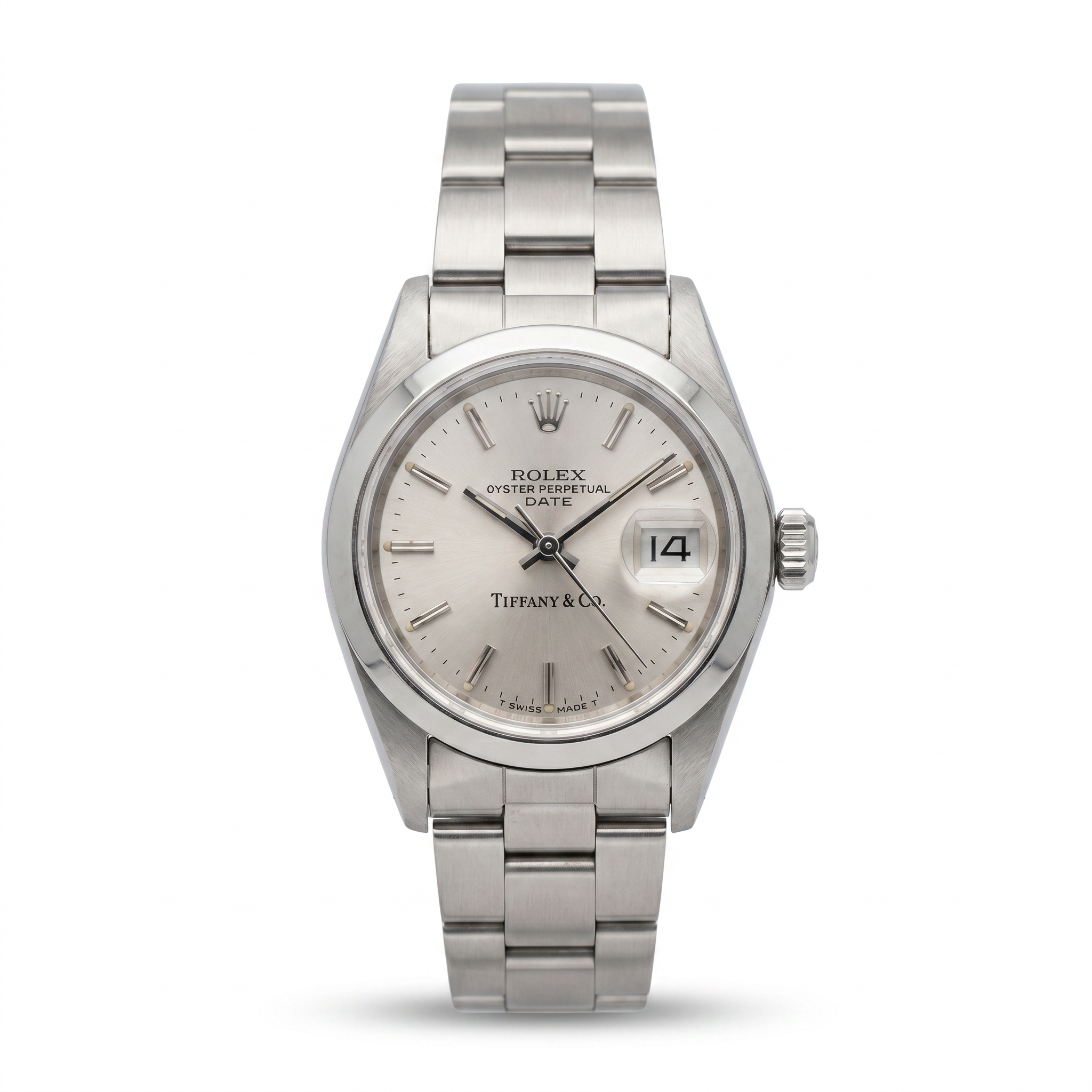 1990 Rolex Date 26mm Tiffany & Co Stainless Steel Watch