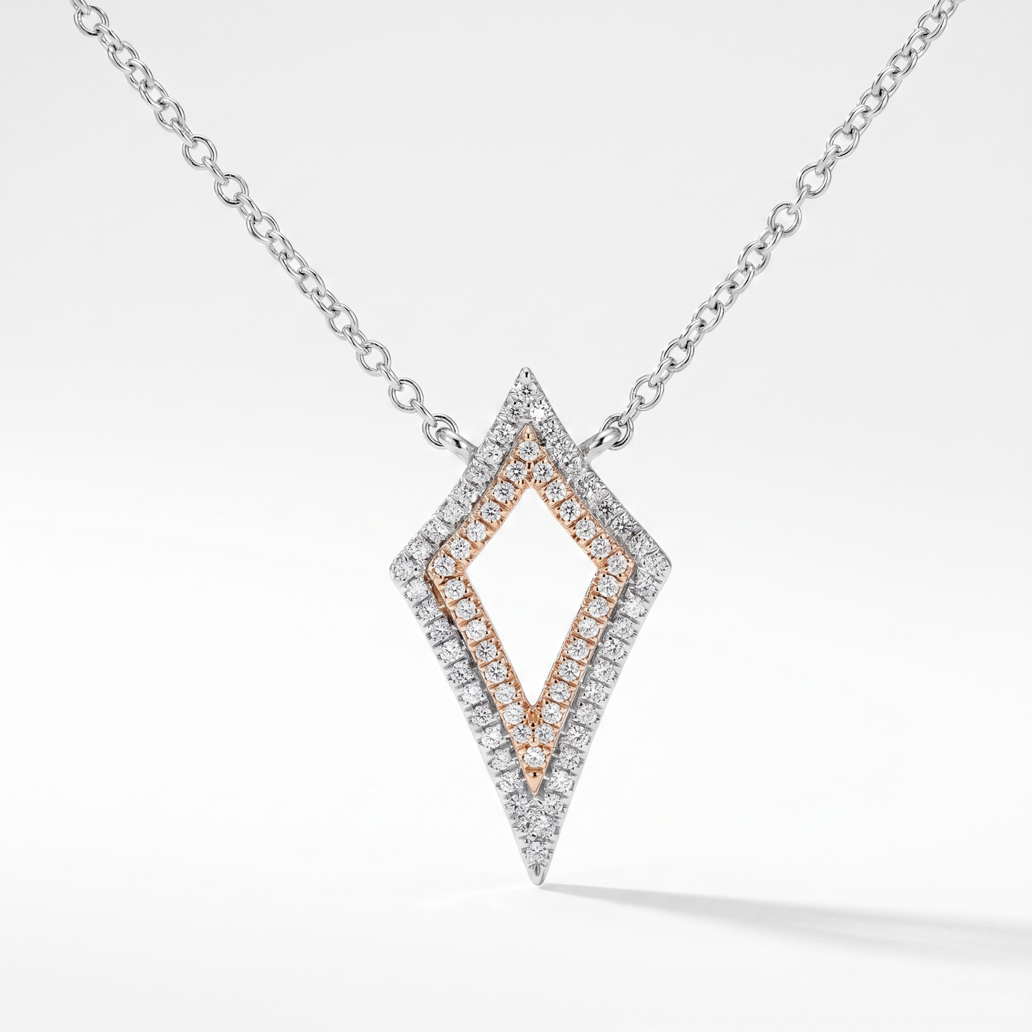 14K White & Rose Gold Diamond Kite Pendant - 0.16ctw