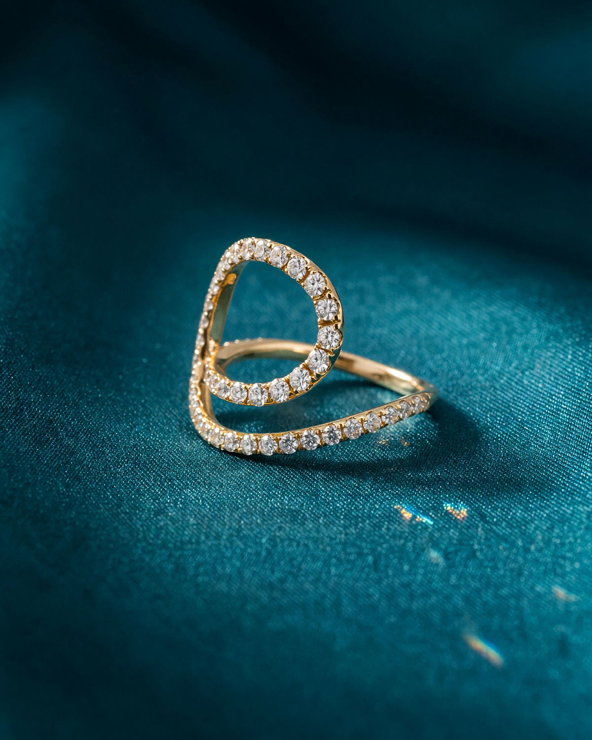 14K Yellow Gold Diamond Swirl Ring - 1.20ctw Natural Diamonds