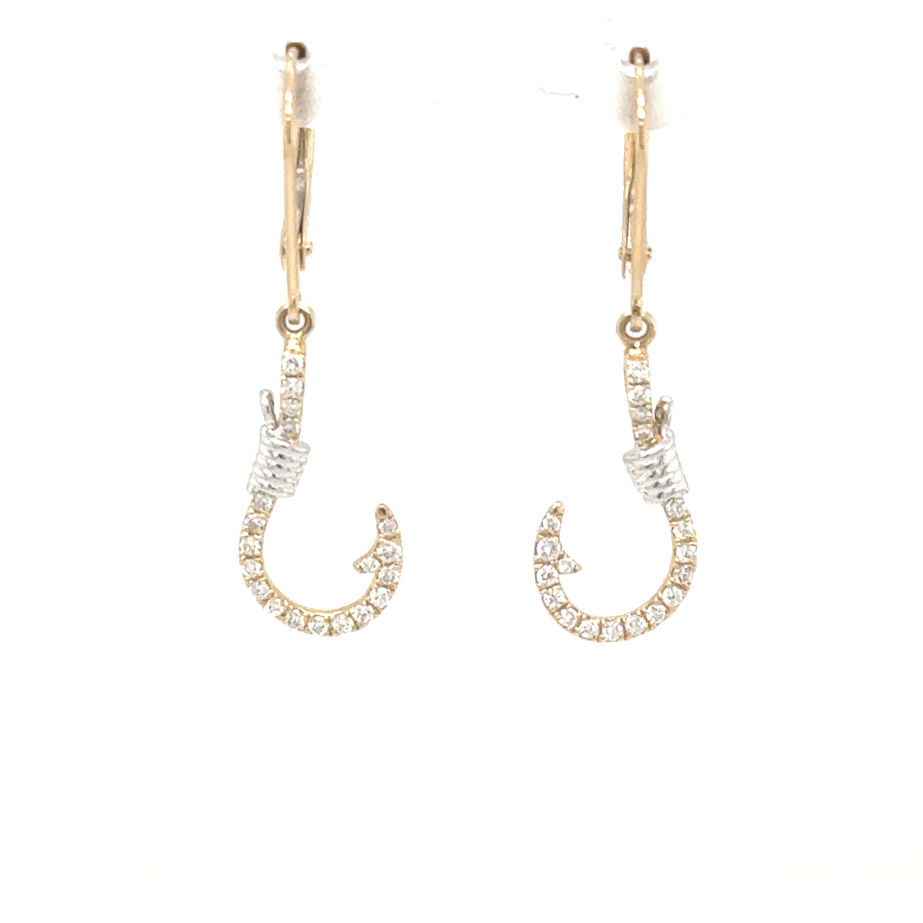 14 kt gold fishing hook earings 14K Two-Tone Diamond Fish Earrings w/ Cable tuna reel Fresh Water Barramundi Fishing Measures approximately 3/4 x Size:60LB 0.40mm (4 Strands)-328 Yds