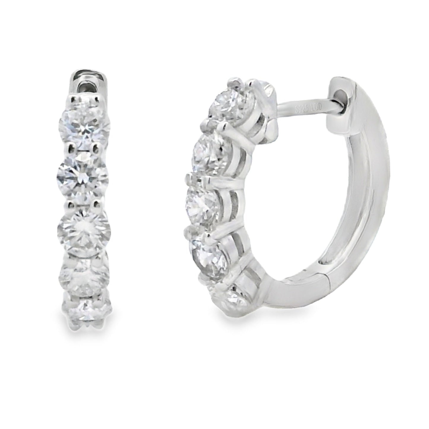 Sterling Silver Lab Grown Diamond Hoop Earrings 1.0ctw