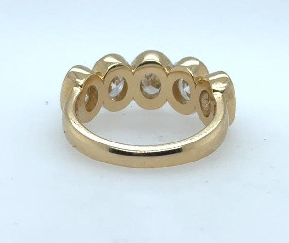 18K Yellow Gold Diamond Anniversary Band - 5 Oval Diamonds