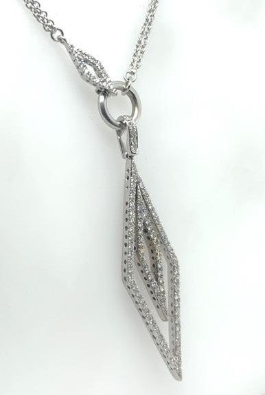 14K White Gold Art Deco Diamond Pendant - 1.0ctw Modern Luxury