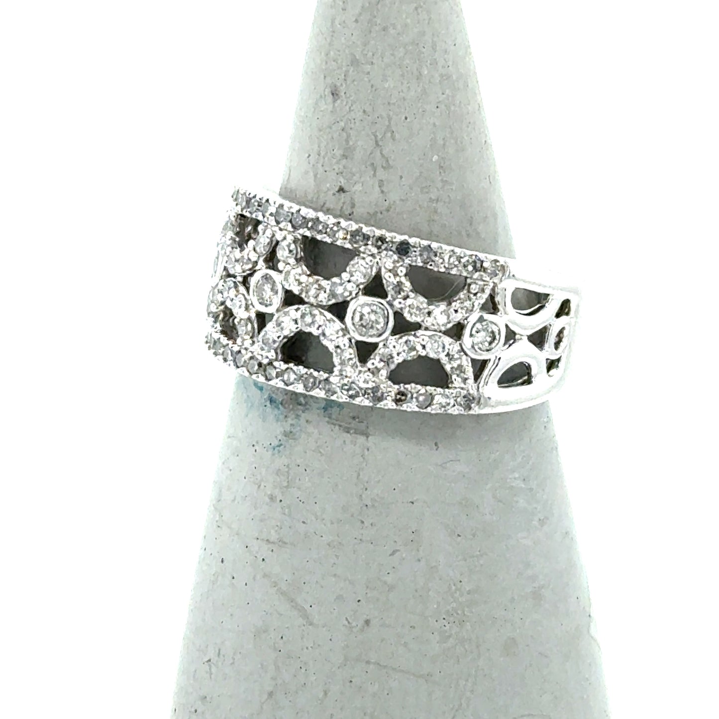 10K White Gold Diamond Band Ring - 0.75ctw, Size 7