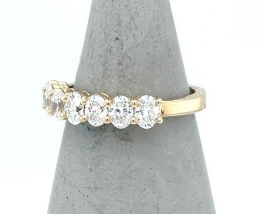 14K Yellow Gold Oval Diamond Wedding Band - 1.32ctw