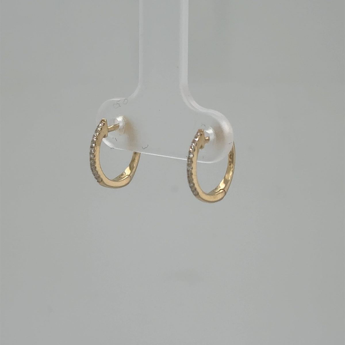 14K Yellow Gold Diamond Huggie Earrings