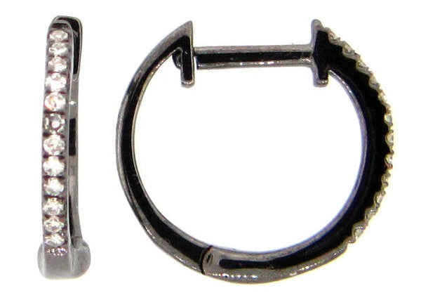 14K Black Rhodium Diamond Huggie Earrings - 0.08ctw