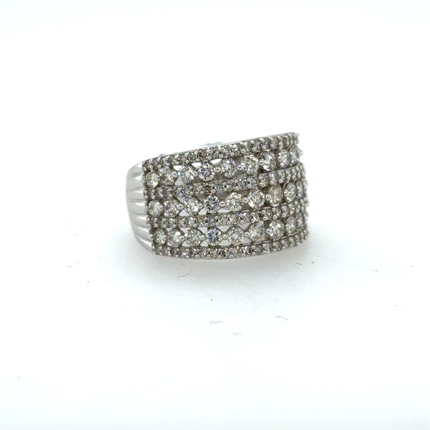 10K White Gold 2.0ctw Diamond Band Ring - 7 Row Design Size 7