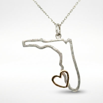 Sterling Silver & 14K Rose Gold Florida Pendant #SWFLStrong
