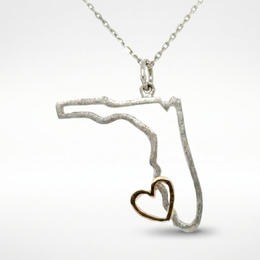 Sterling Silver & 14K Rose Gold Florida Pendant #SWFLStrong