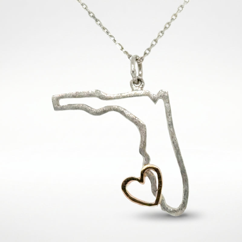 Sterling Silver & 14K Rose Gold Florida Pendant #SWFLStrong