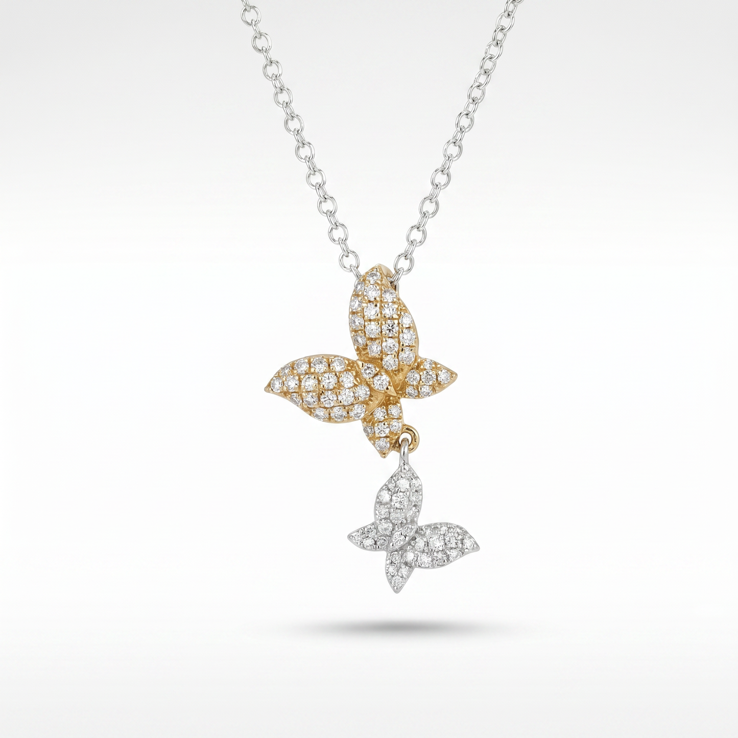 14K Yellow & White Gold Diamond Butterfly Pendant - 0.30ctw