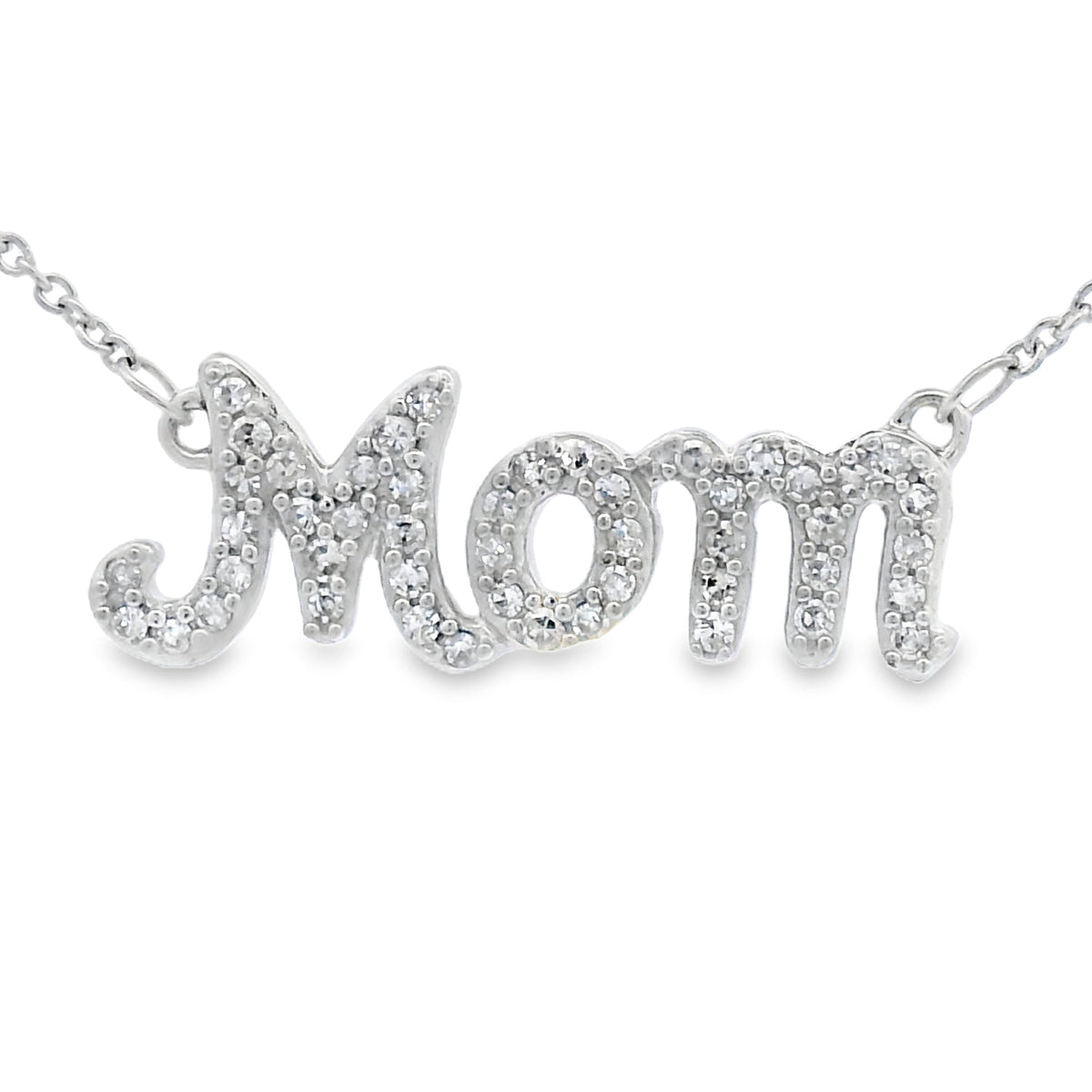 Sterling Silver Diamond Mom Pendant with 18" Chain - 0.25ctw
