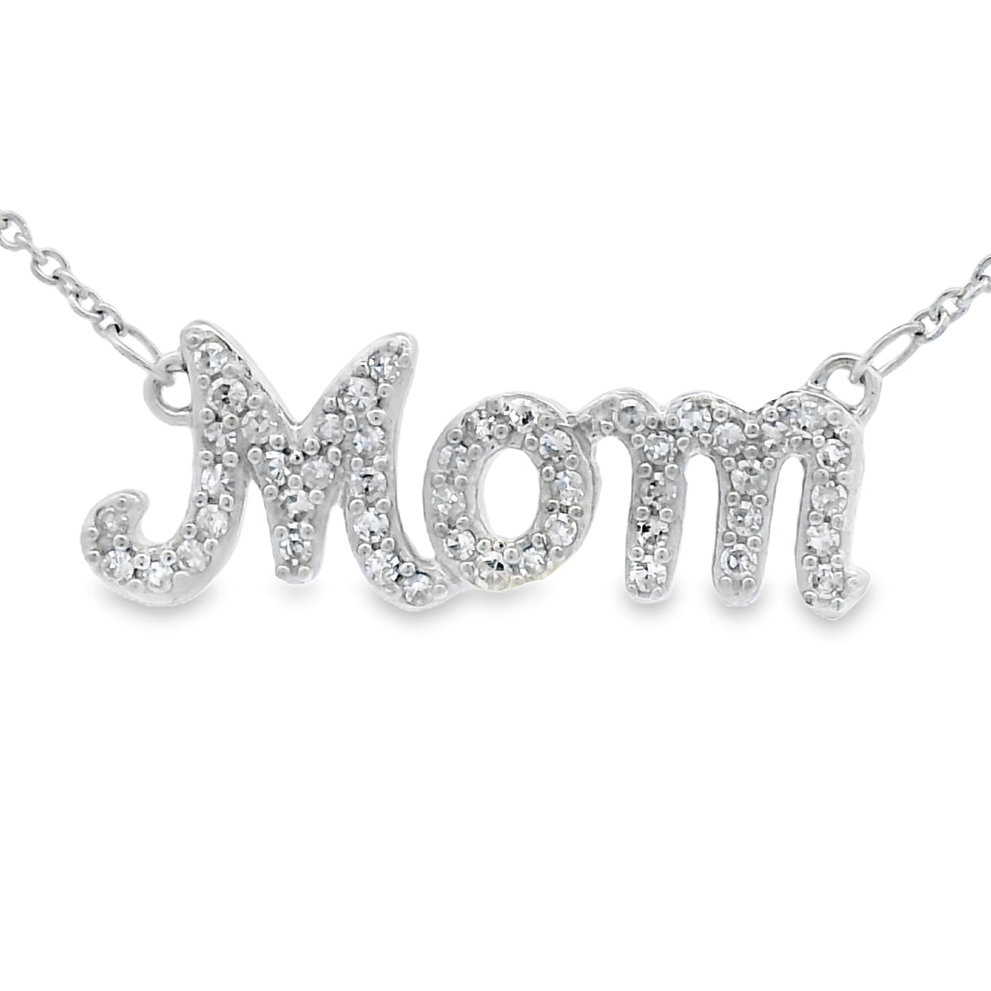 Sterling Silver Diamond Mom Pendant with 18" Chain - 0.25ctw