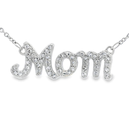 Sterling Silver Diamond Mom Pendant with 18" Chain - 0.25ctw