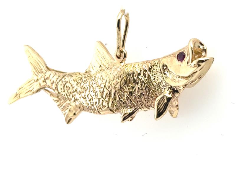 14K Yellow Gold Reversible Tarpon Pendant