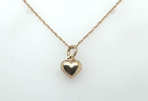 14K Yellow Gold Petite Puffed Heart Charm Pendant - 7mm