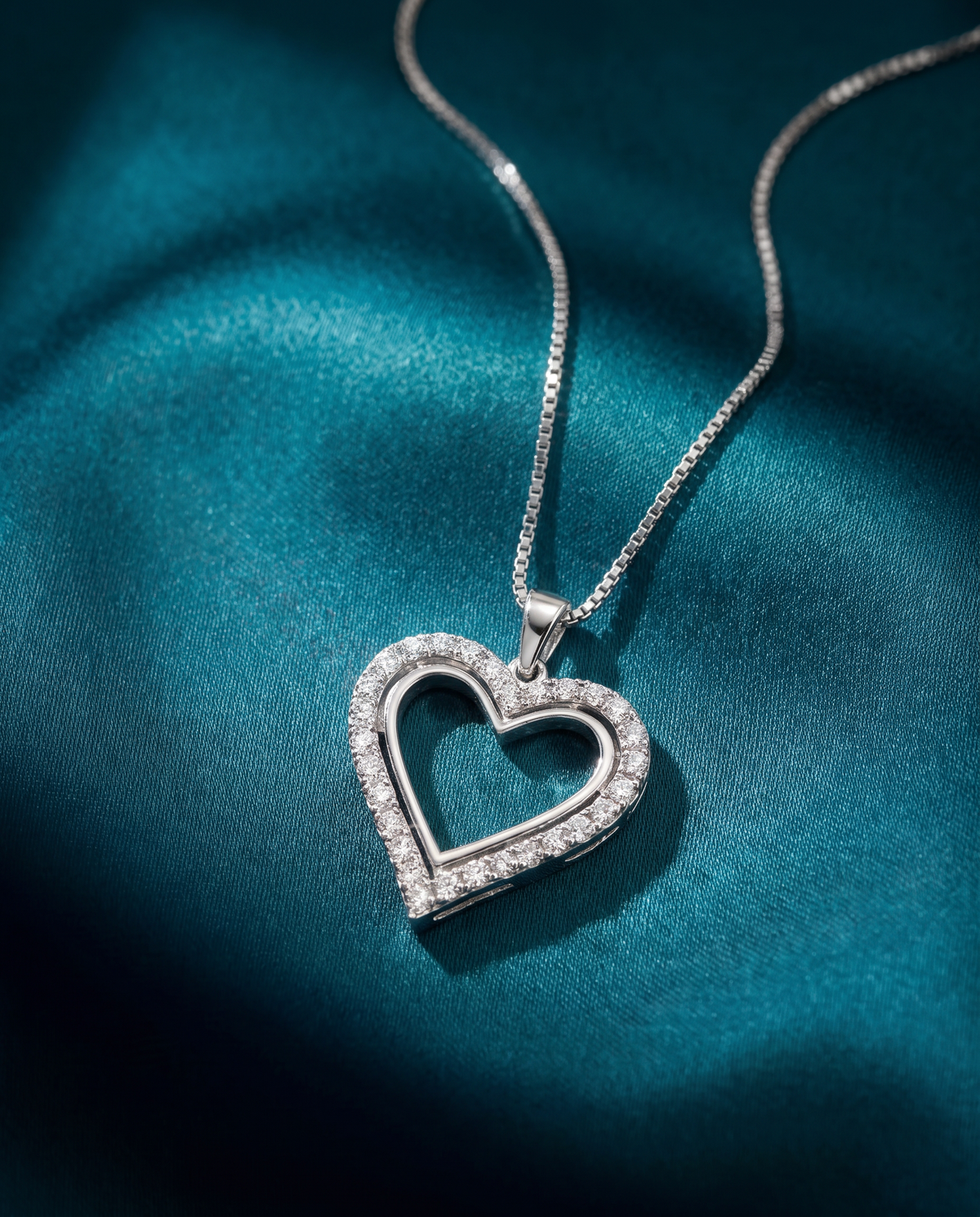 925 Sterling Silver Rose Gold Plated CZ Heart Pendant Necklace 18"