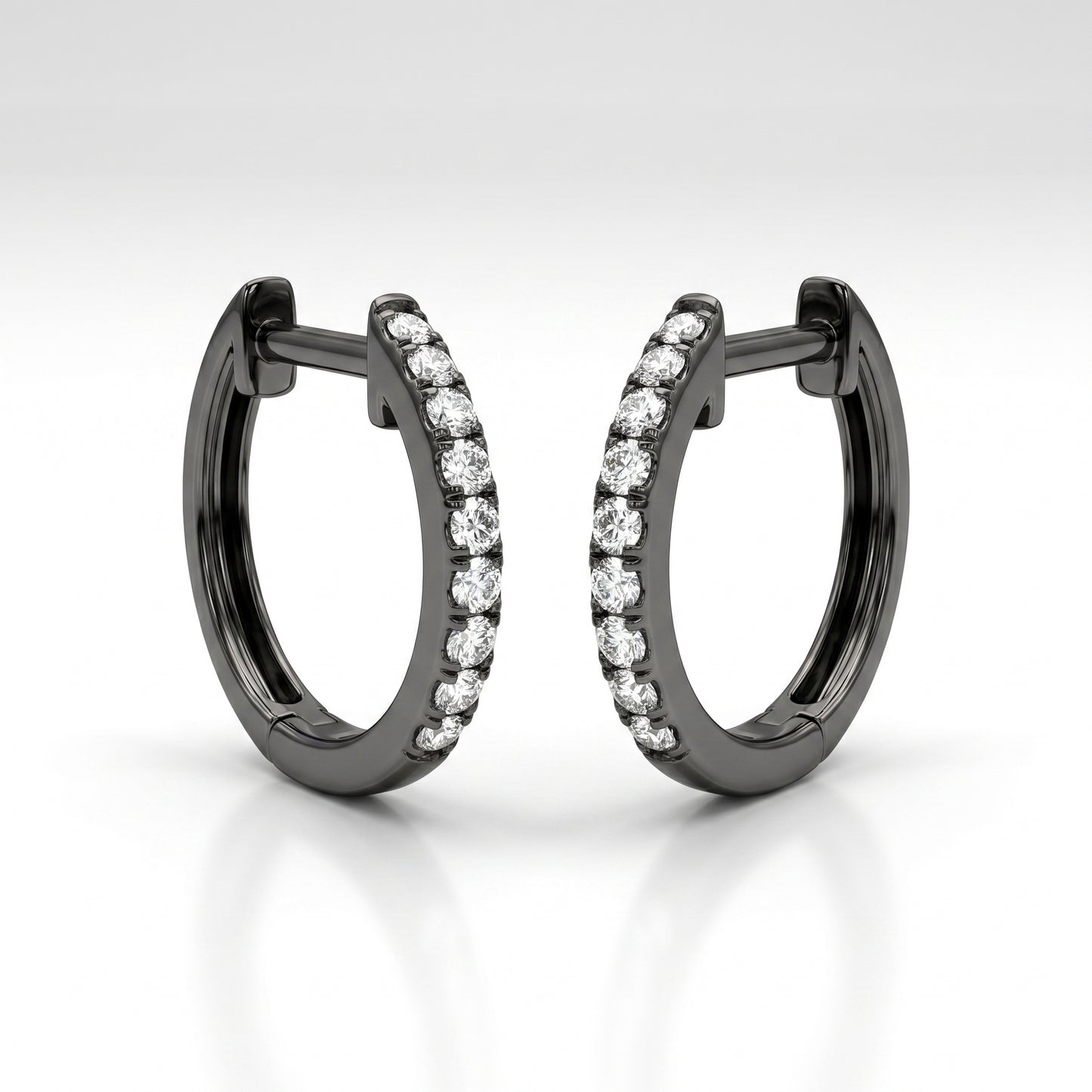14K Black Rhodium Diamond Huggie Earrings - 0.08ctw