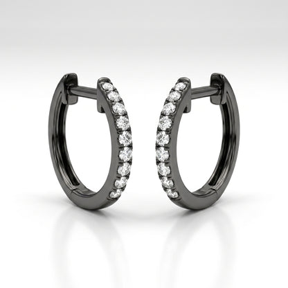 14K Black Rhodium Diamond Huggie Earrings - 0.08ctw