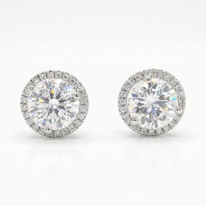 18K White Gold Diamond Stud Earrings 2.15ctw Halo Design