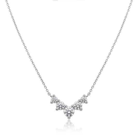10K White Gold Lab GrownPetite Diamond Chevron Pendant - 0.20ctw