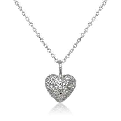 14K White Gold Petite Pave Diamond Heart Pendant - 0.13ctw