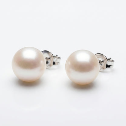 Sterling Silver 11-12mm Freshwater Pearl Stud Earrings