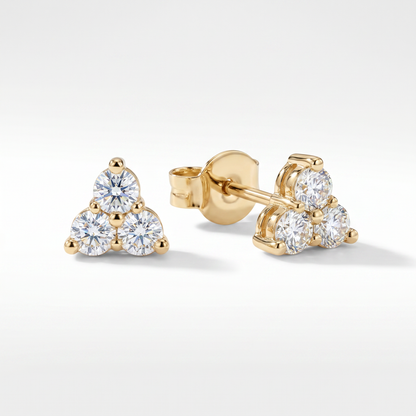 14K Yellow Gold Diamond Cluster Stud Earrings 0.72ctw