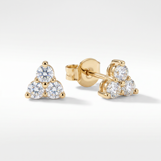 14K Yellow Gold Diamond Cluster Stud Earrings 0.72ctw