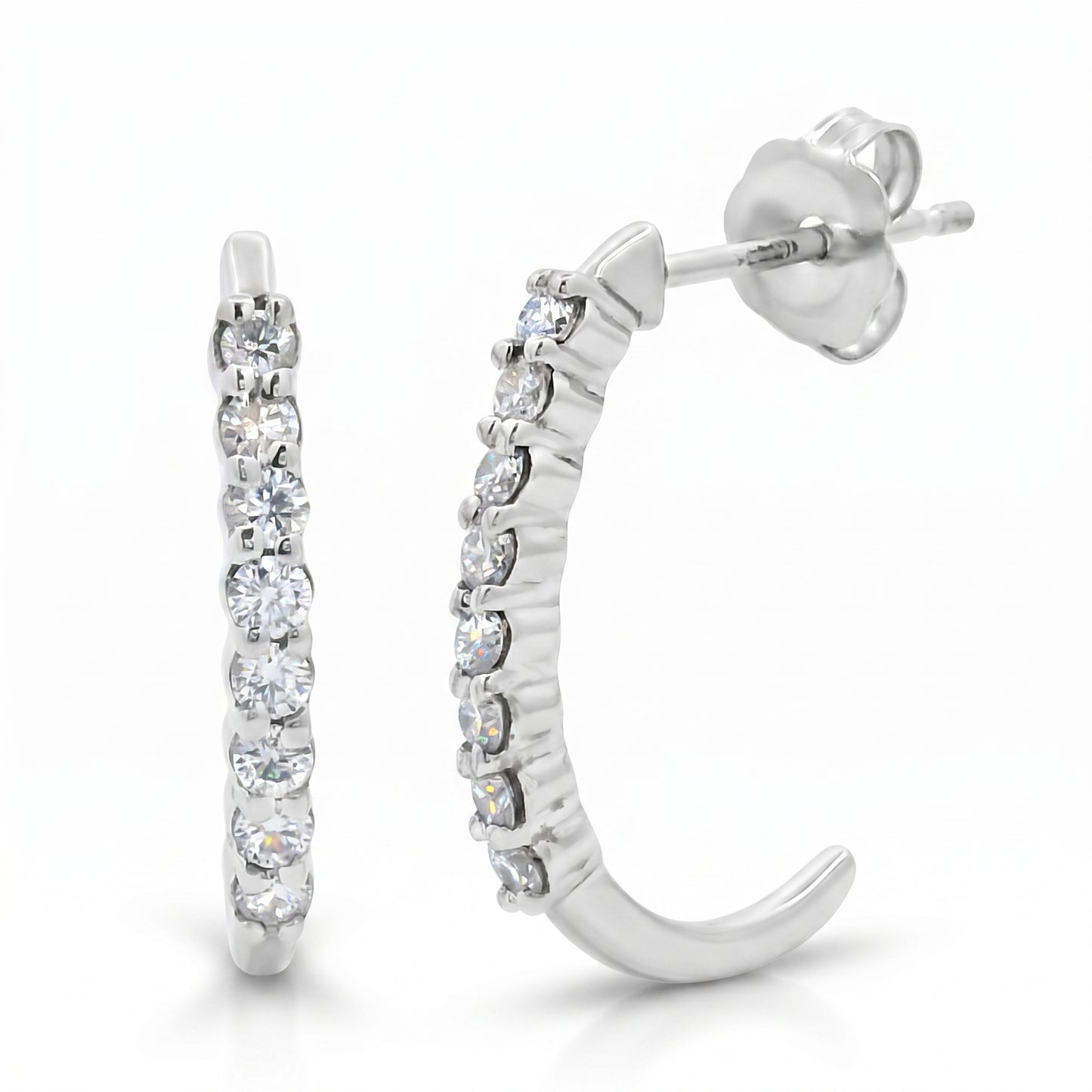 Sterling Silver Lab Grown Diamond J Hoop Earrings 0.25ctw