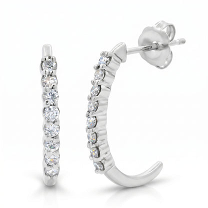 Sterling Silver Lab Grown Diamond J Hoop Earrings 0.25ctw