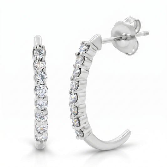 Sterling Silver Lab Grown Diamond J Hoop Earrings 0.25ctw