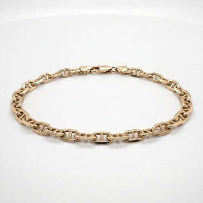 14K Yellow Gold Anchor Link Bracelet - 8.5" Solid 4mm