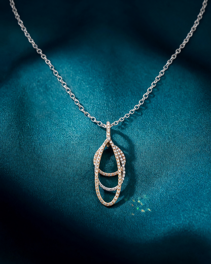 14K Tri-Color Pear Diamond Pendant with 0.41ctw Diamonds