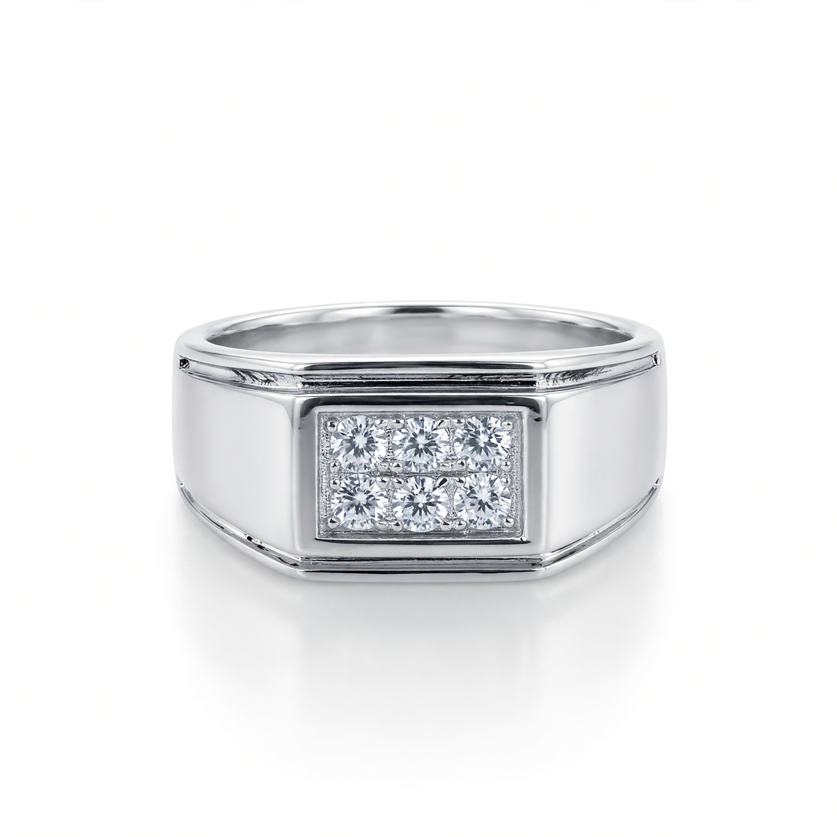 Sterling Silver Men's Cubic Zirconia Ring - Size 10