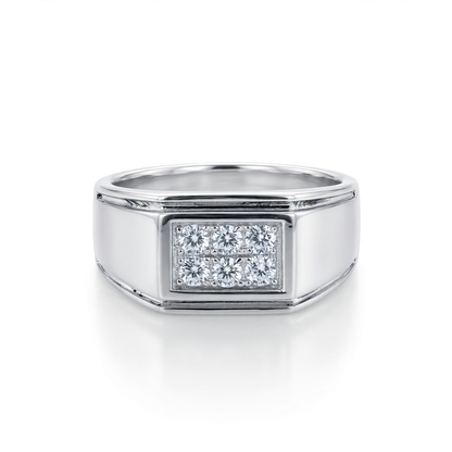 Sterling Silver Men's Cubic Zirconia Ring - Size 10
