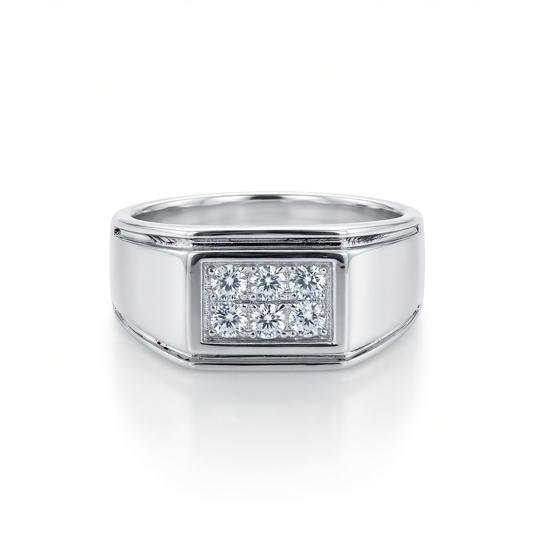 Sterling Silver Men's Cubic Zirconia Ring - Size 10