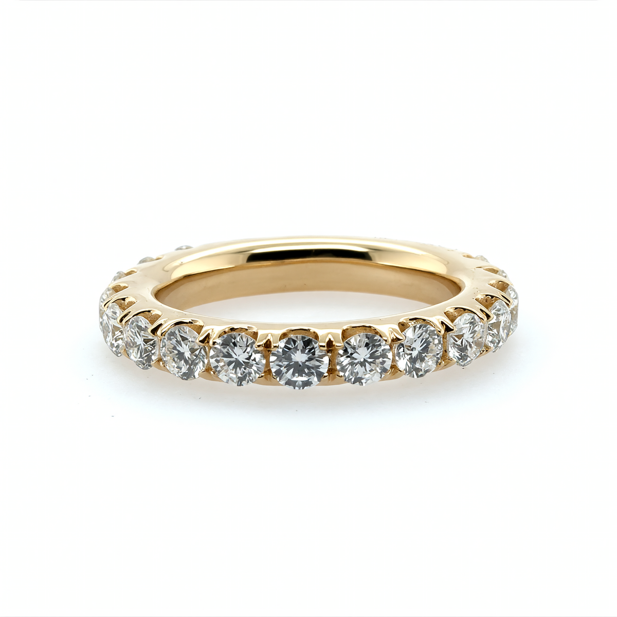 18K Yellow Gold Diamond Wedding Band - 1.98ctw Round Brilliant