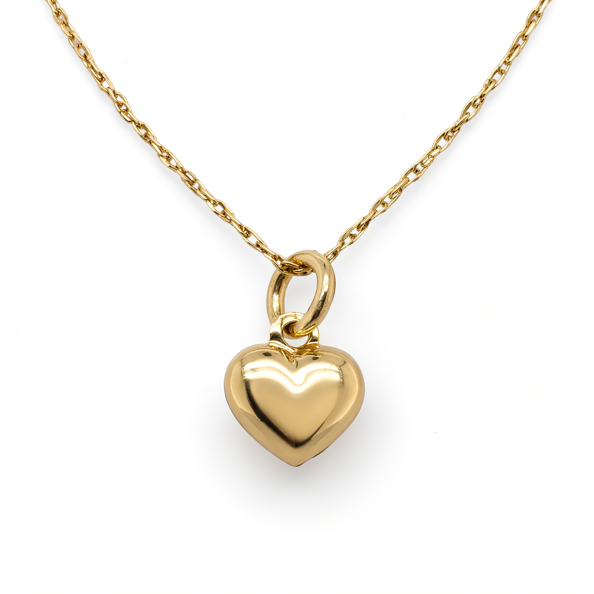 14K Yellow Gold Petite Puffed Heart Charm Pendant - 7mm
