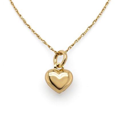 14K Yellow Gold Petite Puffed Heart Charm Pendant - 7mm