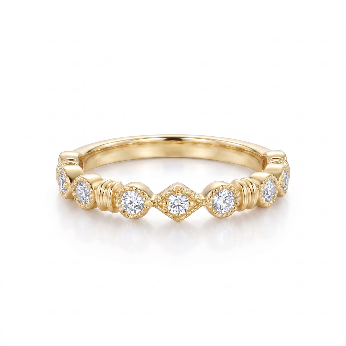 14K Yellow Gold Diamond Stackable Wedding Band - 0.15ctw