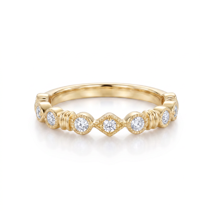14K Yellow Gold Diamond Stackable Wedding Band - 0.15ctw