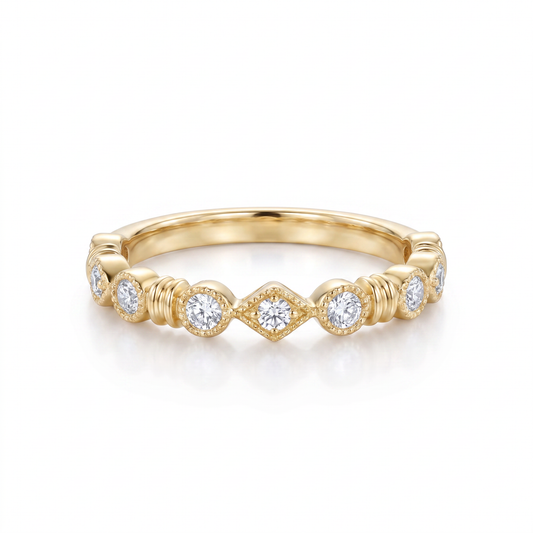 14K Yellow Gold Diamond Stackable Wedding Band - 0.15ctw
